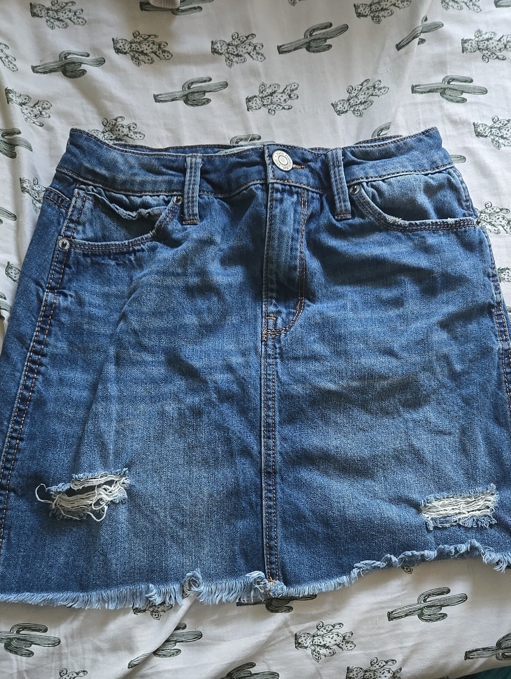 Mudd Denim Distressed Mini Skirt - Blue